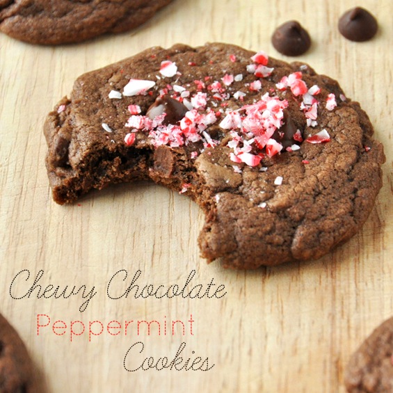 Chewy Chocolate Peppermint Cookie with a bite taken out