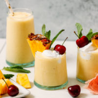 Glasses of a refreshing pina colada smoothie