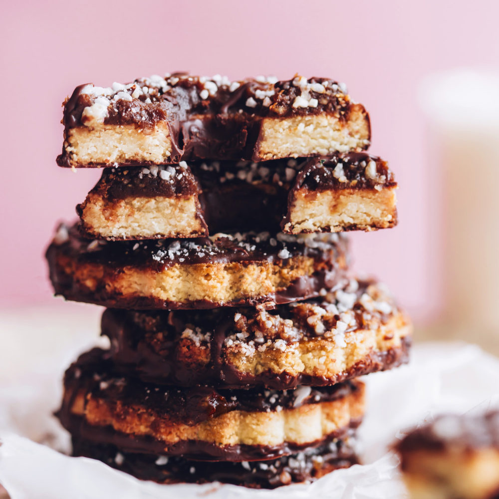 Stack of gluten free samoas cookies