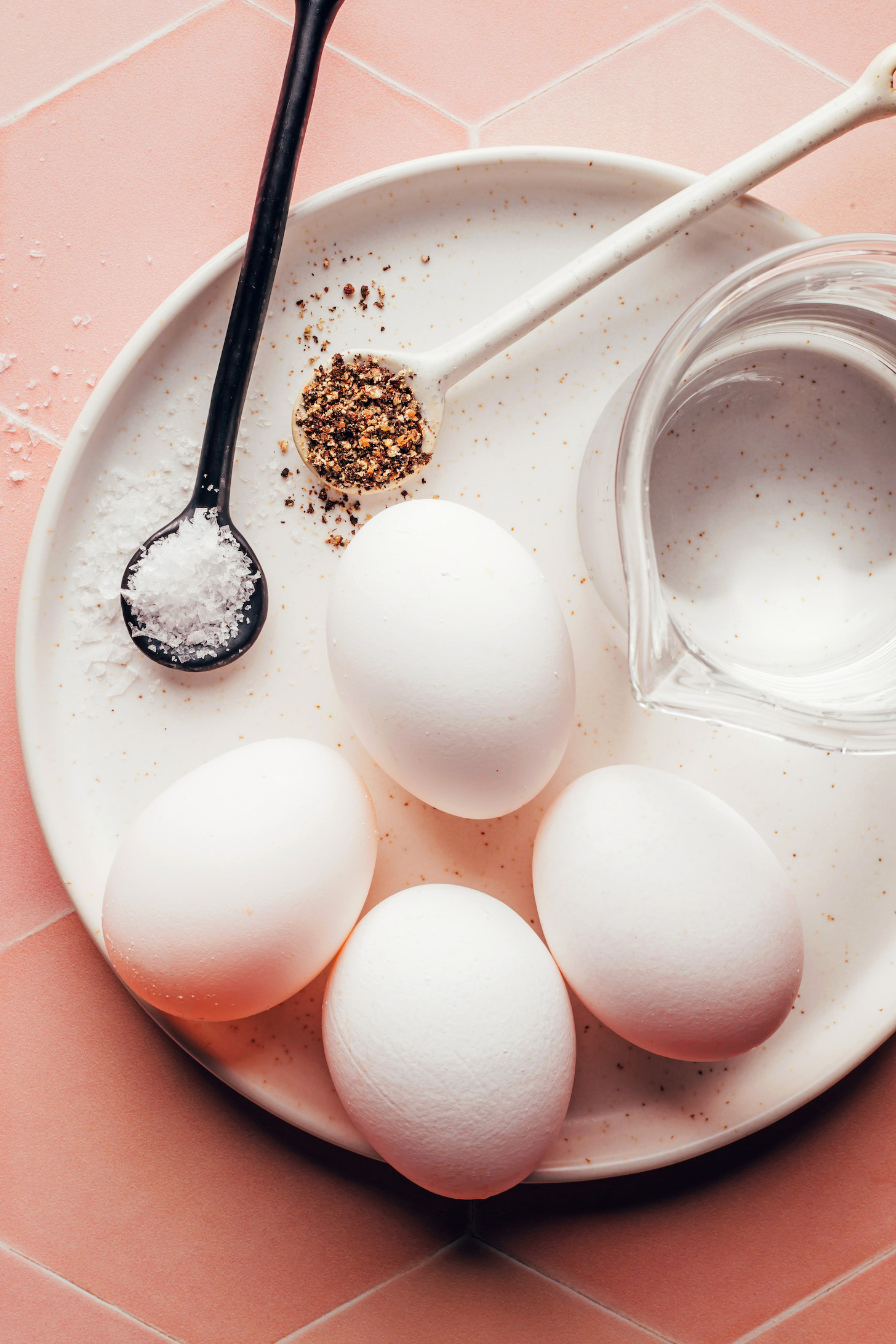 Eggs, water, salt, and pepper