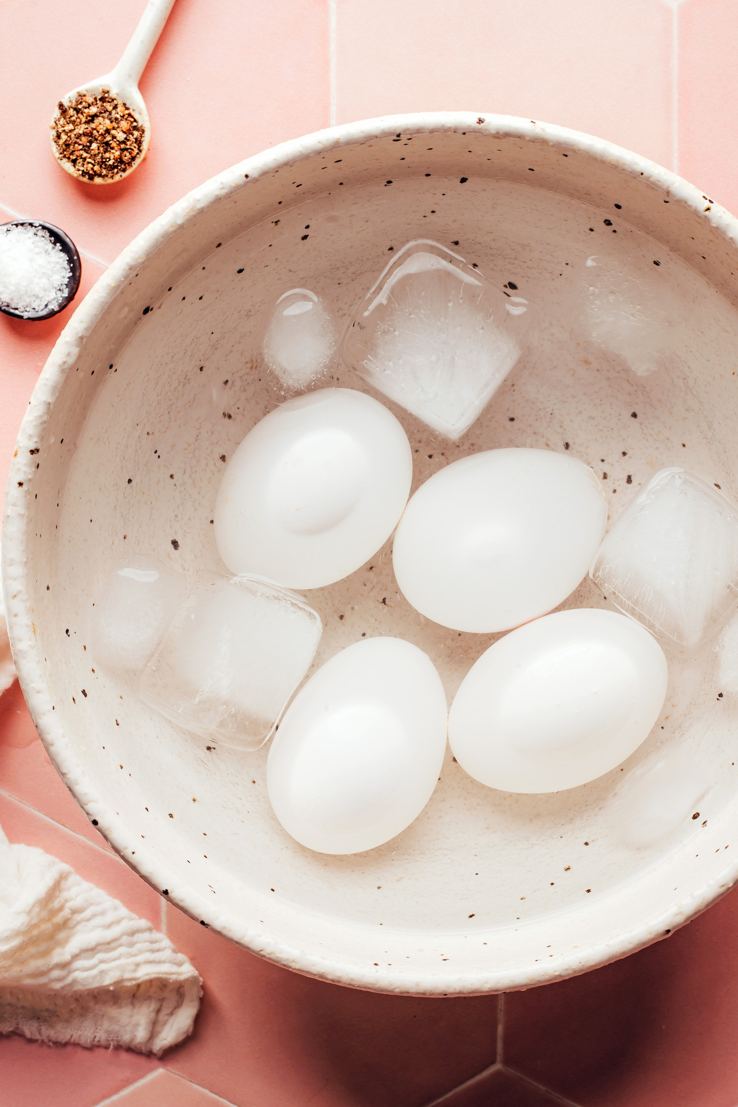 Eggs in an ice bath