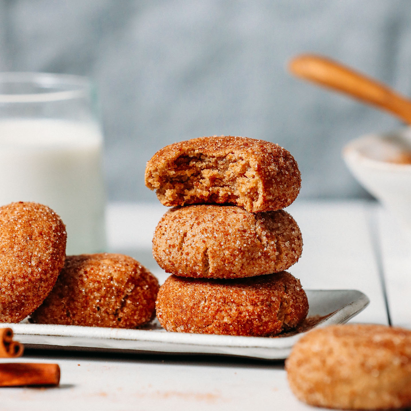 Plate of Gluten-Free Vegan Snickerdoodle Cookies made with coconut sugar